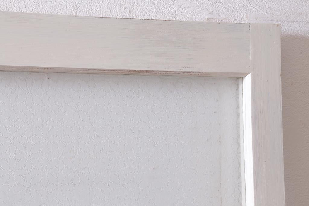 アンティーク建具　和製アンティーク　当店オリジナルガラス入り　ホワイトペイントが爽やかなガラス戸2枚セット(引き戸、建具)(R-038720)