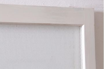 アンティーク建具　和製アンティーク　当店オリジナルガラス入り　ホワイトペイントが爽やかなガラス戸2枚セット(引き戸、建具)(R-038720)