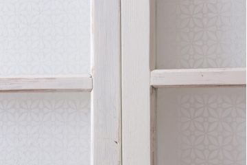 アンティーク建具　和製アンティーク　当店オリジナルガラス入り　ホワイトペイントが爽やかなガラス戸2枚セット(引き戸、建具)(R-038720)