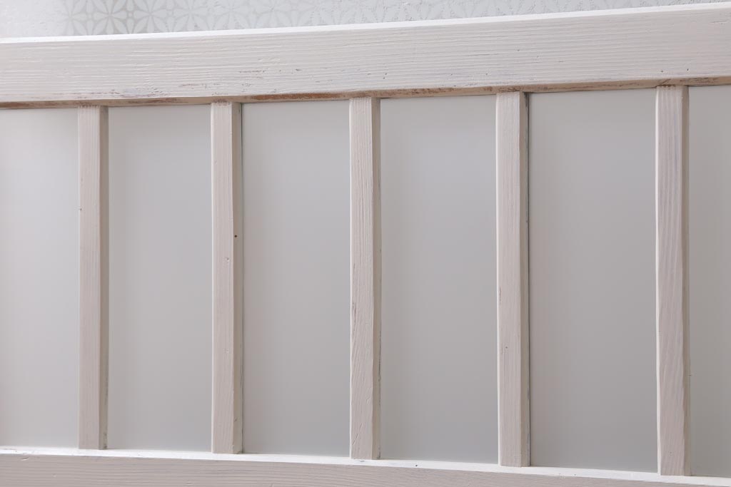 アンティーク建具　和製アンティーク　当店オリジナルガラス入り　ホワイトペイントが爽やかなガラス戸2枚セット(引き戸、建具)(R-038720)