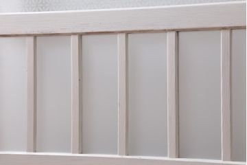 アンティーク建具　和製アンティーク　当店オリジナルガラス入り　ホワイトペイントが爽やかなガラス戸2枚セット(引き戸、建具)(R-038720)