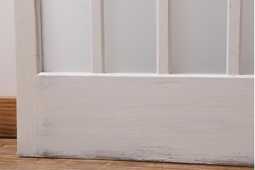 アンティーク建具　和製アンティーク　当店オリジナルガラス入り　ホワイトペイントが爽やかなガラス戸2枚セット(引き戸、建具)(R-038720)