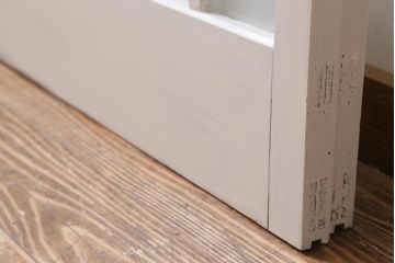 アンティーク建具　和製アンティーク　当店オリジナルガラス入り　ホワイトペイントが爽やかなガラス戸2枚セット(引き戸、建具)(R-038720)