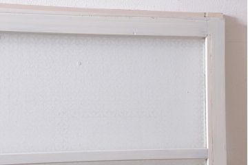 アンティーク建具　和製アンティーク　当店オリジナルガラス入り　ホワイトペイントが爽やかなガラス戸2枚セット(引き戸、建具)(R-038720)