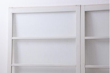 アンティーク建具　和製アンティーク　当店オリジナルガラス入り　ホワイトペイントが爽やかなガラス戸2枚セット(引き戸、建具)(R-038720)