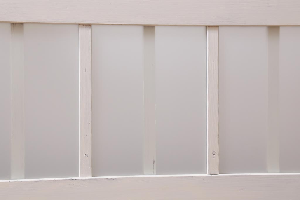 アンティーク建具　和製アンティーク　当店オリジナルガラス入り　ホワイトペイントが爽やかなガラス戸2枚セット(引き戸、建具)(R-038720)