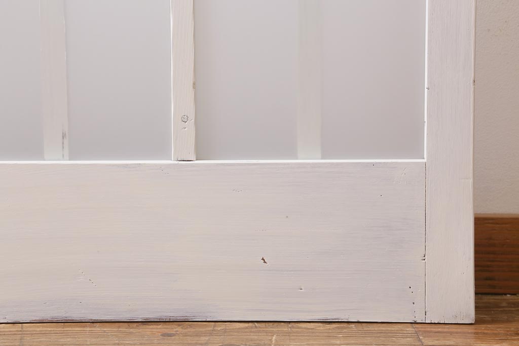 アンティーク建具　和製アンティーク　当店オリジナルガラス入り　ホワイトペイントが爽やかなガラス戸2枚セット(引き戸、建具)(R-038720)