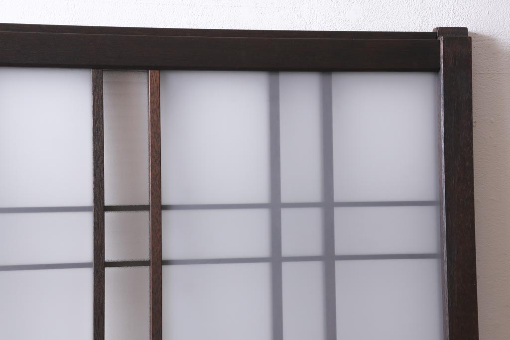 アンティーク建具　すりガラス・モールガラス・銀モールガラス入り　凝ったデザインがおしゃれなガラス戸1枚(引き戸、建具)(R-038725)