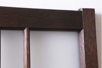 アンティーク建具　すりガラス・モールガラス・銀モールガラス入り　凝ったデザインがおしゃれなガラス戸1枚(引き戸、建具)(R-038725)