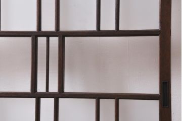アンティーク建具　すりガラス・モールガラス・銀モールガラス入り　凝ったデザインがおしゃれなガラス戸1枚(引き戸、建具)(R-038725)