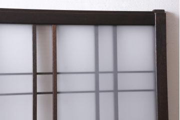 アンティーク建具　すりガラス・モールガラス・銀モールガラス入り　凝ったデザインがおしゃれなガラス戸1枚(引き戸、建具)(R-038725)
