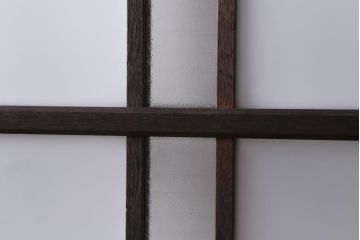アンティーク建具　すりガラス・モールガラス・銀モールガラス入り　凝ったデザインがおしゃれなガラス戸1枚(引き戸、建具)(R-038725)