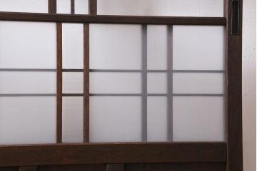 アンティーク建具　すりガラス・モールガラス・銀モールガラス入り　凝ったデザインがおしゃれなガラス戸1枚(引き戸、建具)(R-038725)