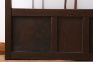 アンティーク建具　すりガラス・モールガラス・銀モールガラス入り　凝ったデザインがおしゃれなガラス戸1枚(引き戸、建具)(R-038725)