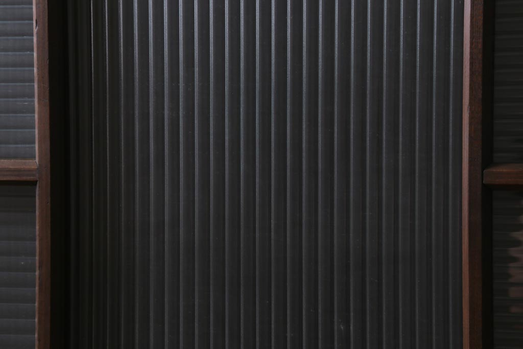 アンティーク建具　和製アンティーク　当時物色ガラス入り!　大正ロマン　モールガラス　色ガラスがレトロなガラス戸1枚(建具、引き戸)(R-038726)