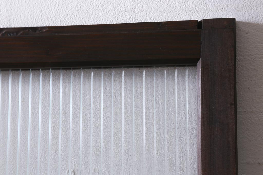 アンティーク建具　和製アンティーク　当時物色ガラス入り!　大正ロマン　モールガラス　色ガラスがレトロなガラス戸1枚(建具、引き戸)(R-038726)