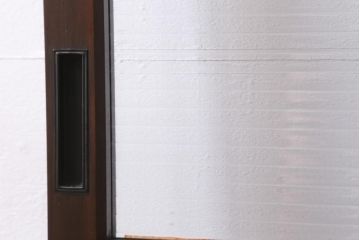 アンティーク建具　和製アンティーク　当時物色ガラス入り!　大正ロマン　モールガラス　色ガラスがレトロなガラス戸1枚(建具、引き戸)(R-038726)