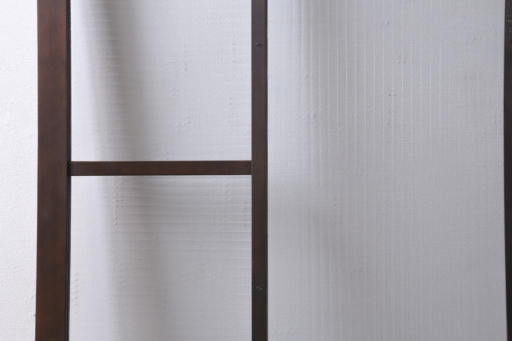 アンティーク建具　和製アンティーク　当時物色ガラス入り!　大正ロマン　モールガラス　色ガラスがレトロなガラス戸1枚(建具、引き戸)(R-038726)