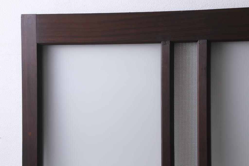 アンティーク建具　和製アンティーク　昭和初期　味のあるレトロな雰囲気を醸し出すガラス戸2枚セット(建具、引き戸)(R-038727)