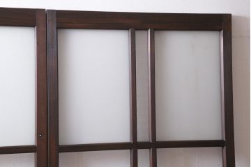 アンティーク建具　和製アンティーク　昭和初期　味のあるレトロな雰囲気を醸し出すガラス戸2枚セット(建具、引き戸)(R-038727)