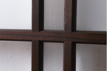 アンティーク建具　和製アンティーク　昭和初期　味のあるレトロな雰囲気を醸し出すガラス戸2枚セット(建具、引き戸)(R-038727)