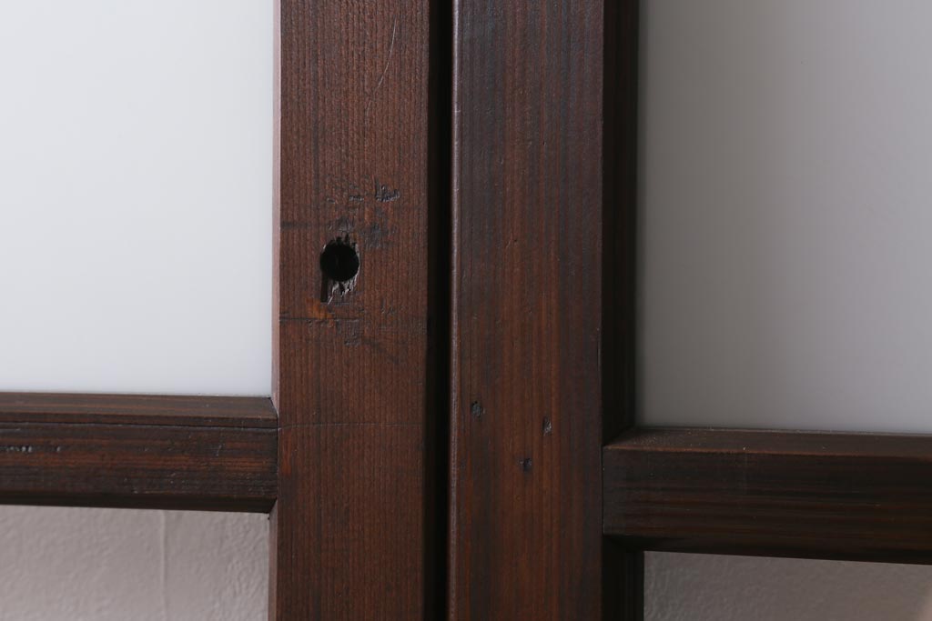 アンティーク建具　和製アンティーク　昭和初期　味のあるレトロな雰囲気を醸し出すガラス戸2枚セット(建具、引き戸)(R-038727)