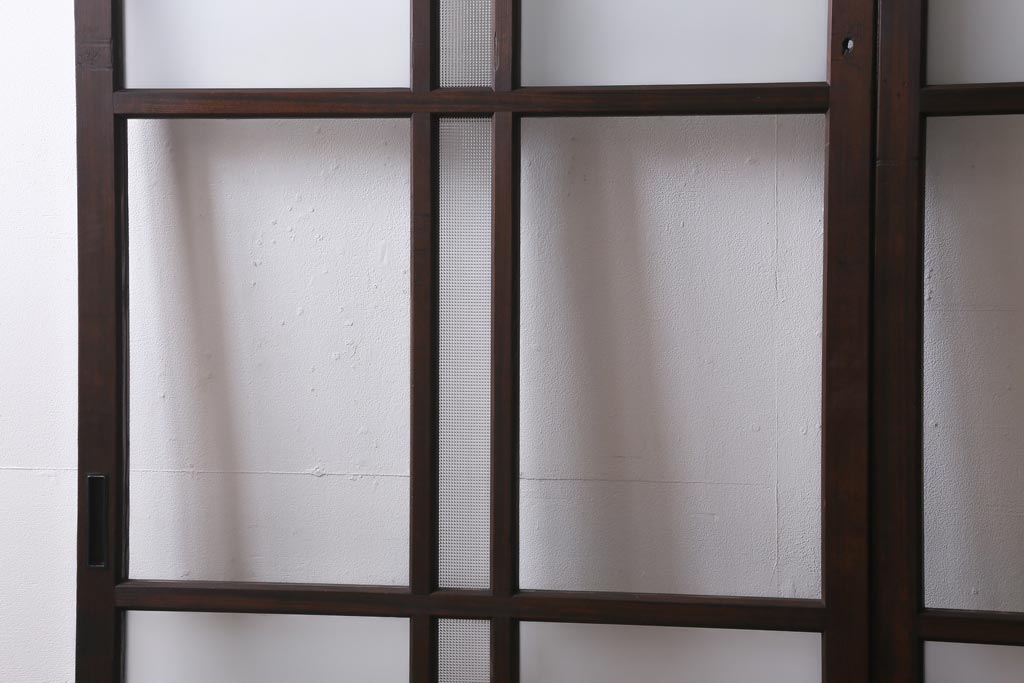 アンティーク建具　和製アンティーク　昭和初期　味のあるレトロな雰囲気を醸し出すガラス戸2枚セット(建具、引き戸)(R-038727)
