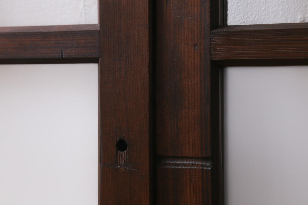 アンティーク建具　和製アンティーク　昭和初期　味のあるレトロな雰囲気を醸し出すガラス戸2枚セット(建具、引き戸)(R-038727)