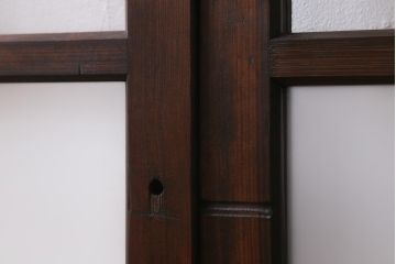 アンティーク建具　和製アンティーク　昭和初期　味のあるレトロな雰囲気を醸し出すガラス戸2枚セット(建具、引き戸)(R-038727)