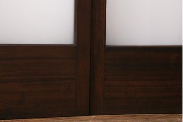 アンティーク建具　和製アンティーク　昭和初期　味のあるレトロな雰囲気を醸し出すガラス戸2枚セット(建具、引き戸)(R-038727)