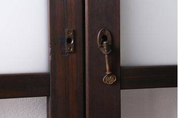 アンティーク建具　和製アンティーク　昭和初期　味のあるレトロな雰囲気を醸し出すガラス戸2枚セット(建具、引き戸)(R-038727)