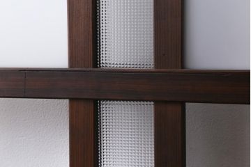 アンティーク建具　和製アンティーク　昭和初期　味のあるレトロな雰囲気を醸し出すガラス戸2枚セット(建具、引き戸)(R-038727)