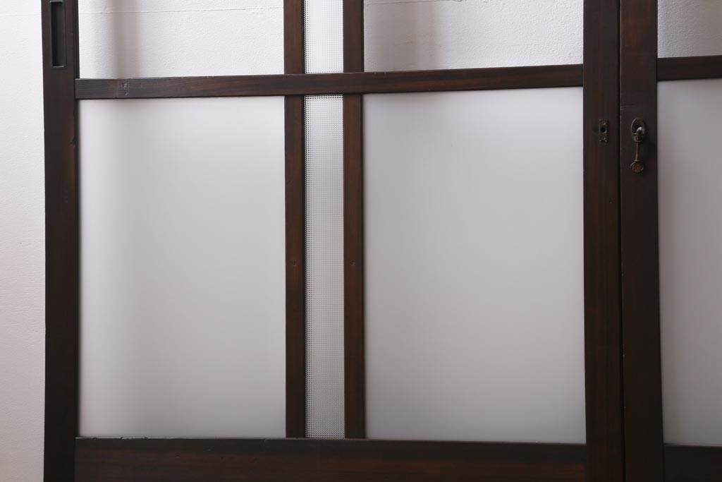 アンティーク建具　和製アンティーク　昭和初期　味のあるレトロな雰囲気を醸し出すガラス戸2枚セット(建具、引き戸)(R-038727)