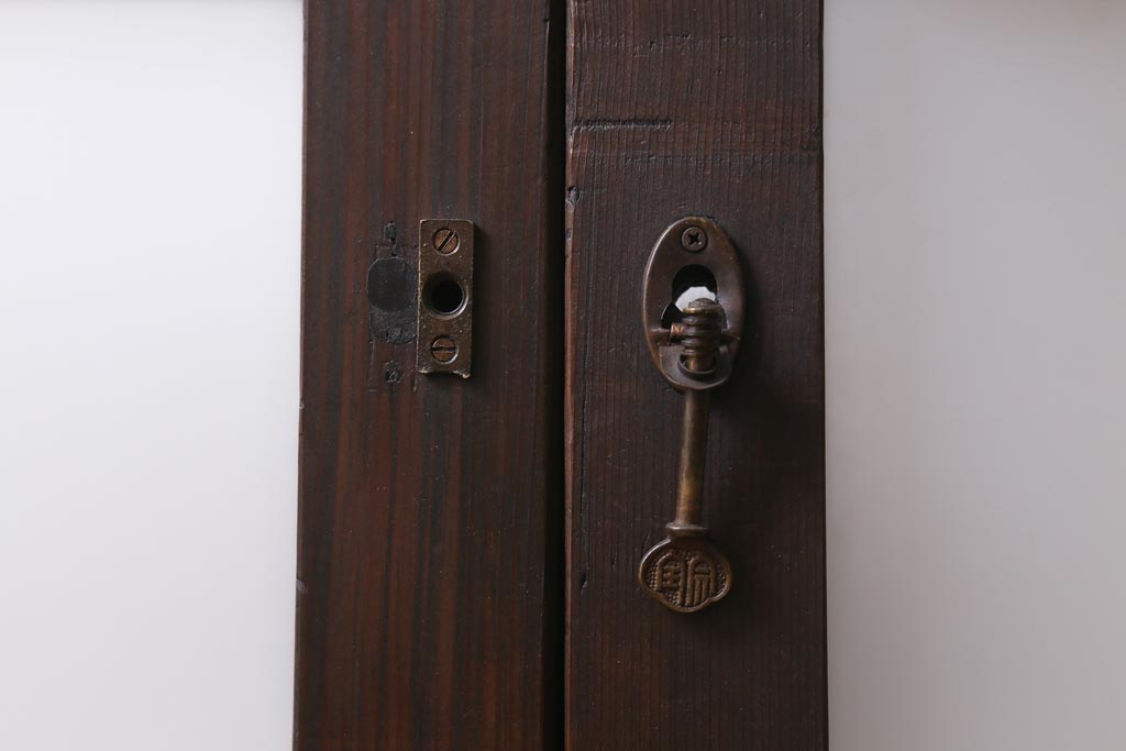 アンティーク建具　和製アンティーク　昭和初期　味のあるレトロな雰囲気を醸し出すガラス戸2枚セット(建具、引き戸)(R-038727)