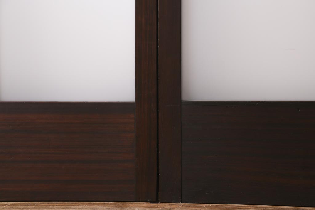 アンティーク建具　和製アンティーク　昭和初期　味のあるレトロな雰囲気を醸し出すガラス戸2枚セット(建具、引き戸)(R-038727)