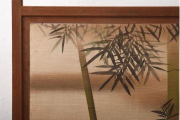 ビンテージ家具　和製ビンテージ　竹に雀　透かし彫りが入った上品な衝立(パーテーション、仕切り)(R-038776)