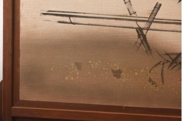 ビンテージ家具　和製ビンテージ　竹に雀　透かし彫りが入った上品な衝立(パーテーション、仕切り)(R-038776)