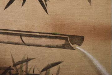 ビンテージ家具　和製ビンテージ　竹に雀　透かし彫りが入った上品な衝立(パーテーション、仕切り)(R-038776)