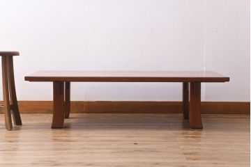 中古　指物家具　総欅(ケヤキ)材　松岡日出雄 銘入り　座卓(ローテーブル)(R-038778)