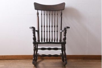 中古　松本民芸家具　上品なデザインの304F型ロッキングチェア(イス、揺り椅子)(定価約22万7千円)(R-038781)