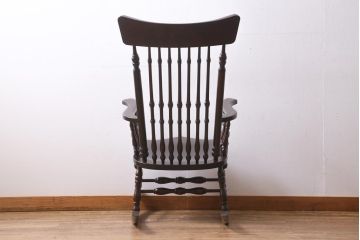 中古　松本民芸家具　上品なデザインの304F型ロッキングチェア(イス、揺り椅子)(定価約22万7千円)(R-038781)