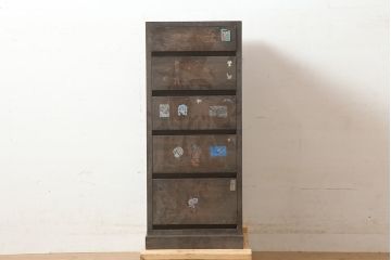 アンティーク家具　昭和中期　デッドスペースにもすっぽり収まる細身のサイドチェスト(袖机、脇机、引き出し)(R-038784)