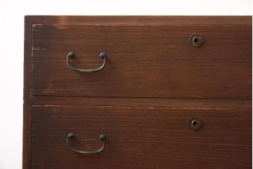 アンティーク家具　和製アンティーク　あたたみのある色合いが魅力の小箪笥(引き出し、小引き出し、抽斗)(R-038785)