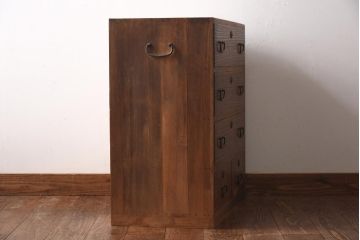 アンティーク家具　和製アンティーク　あたたみのある色合いが魅力の小箪笥(引き出し、小引き出し、抽斗)(R-038785)