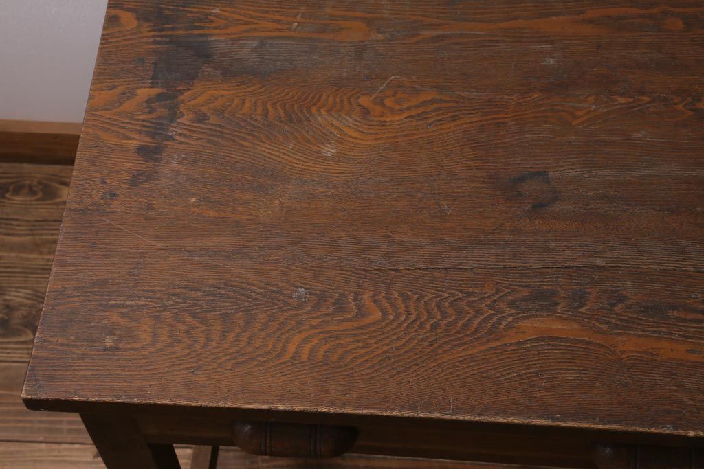 アンティーク家具　上手物!　ナラ材　テーパー脚　レトロな片袖デスク(片袖机、在宅ワーク、在宅用ワークデスク)(R-038787)