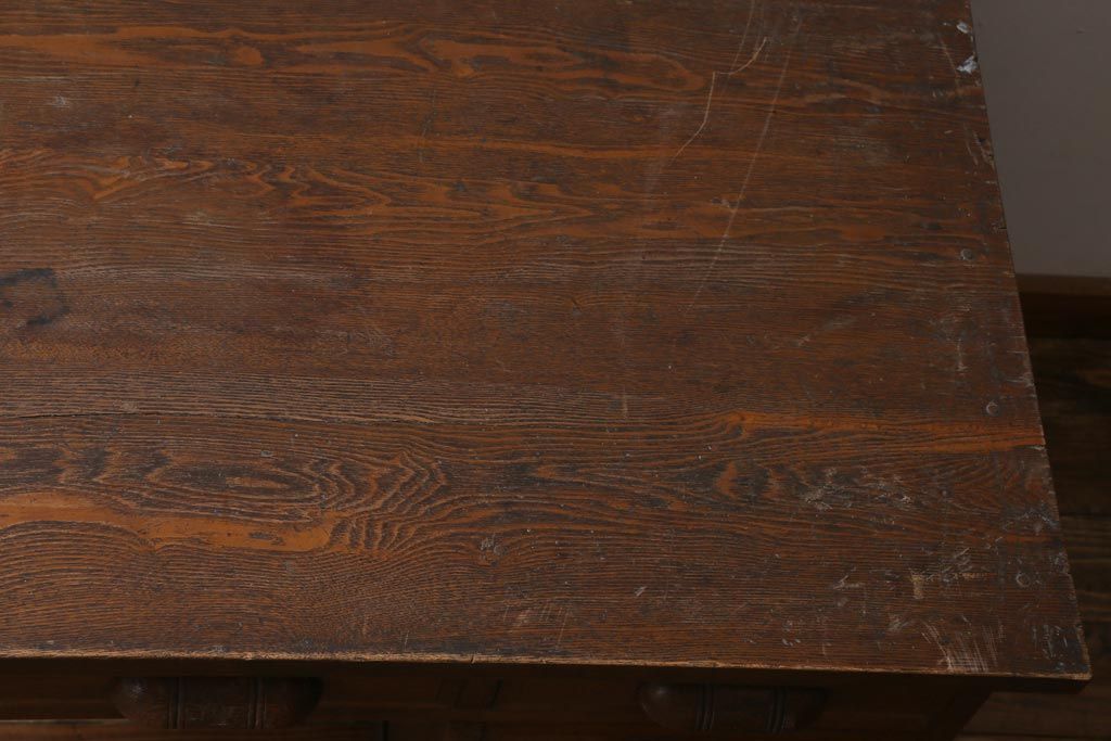 アンティーク家具　上手物!　ナラ材　テーパー脚　レトロな片袖デスク(片袖机、在宅ワーク、在宅用ワークデスク)(R-038787)