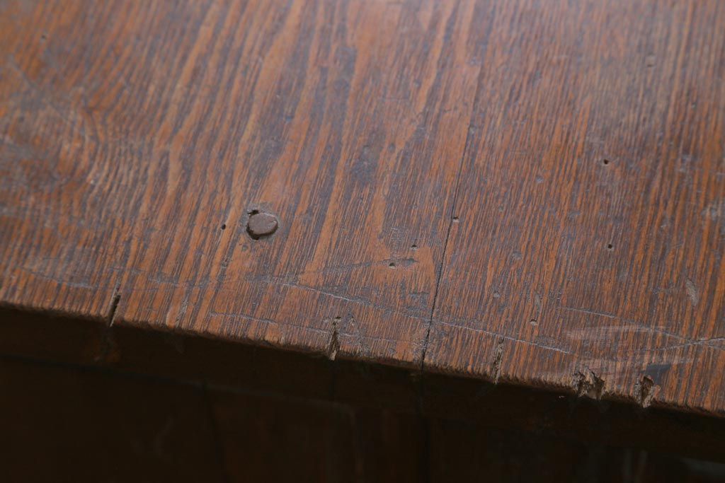 アンティーク家具　上手物!　ナラ材　テーパー脚　レトロな片袖デスク(片袖机、在宅ワーク、在宅用ワークデスク)(R-038787)