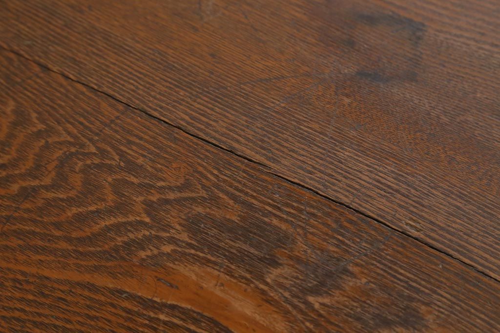 アンティーク家具　上手物!　ナラ材　テーパー脚　レトロな片袖デスク(片袖机、在宅ワーク、在宅用ワークデスク)(R-038787)