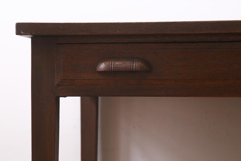 アンティーク家具　上手物!　ナラ材　テーパー脚　レトロな片袖デスク(片袖机、在宅ワーク、在宅用ワークデスク)(R-038787)