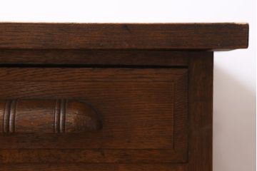 アンティーク家具　上手物!　ナラ材　テーパー脚　レトロな片袖デスク(片袖机、在宅ワーク、在宅用ワークデスク)(R-038787)